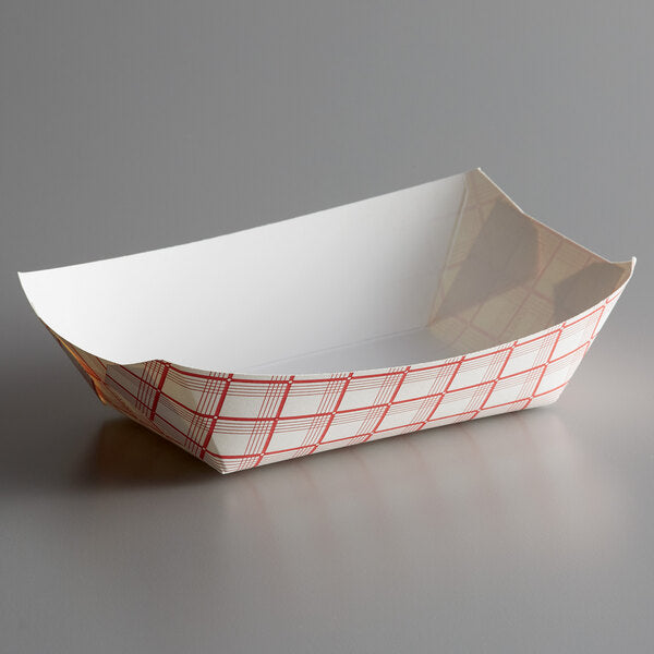 SQP #300 Red Plaid Food Boat 3lbs - 500/Case