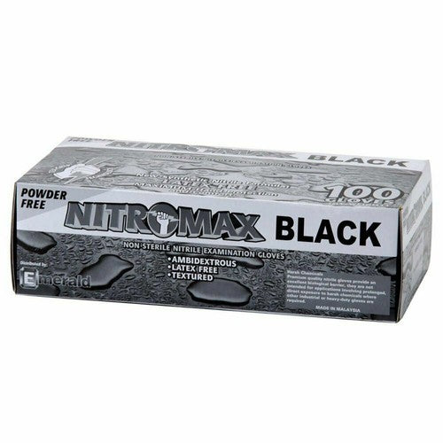 Medium P/F 5 mil Black Nitrile Gloves (10BX of 100 gloves / CS)